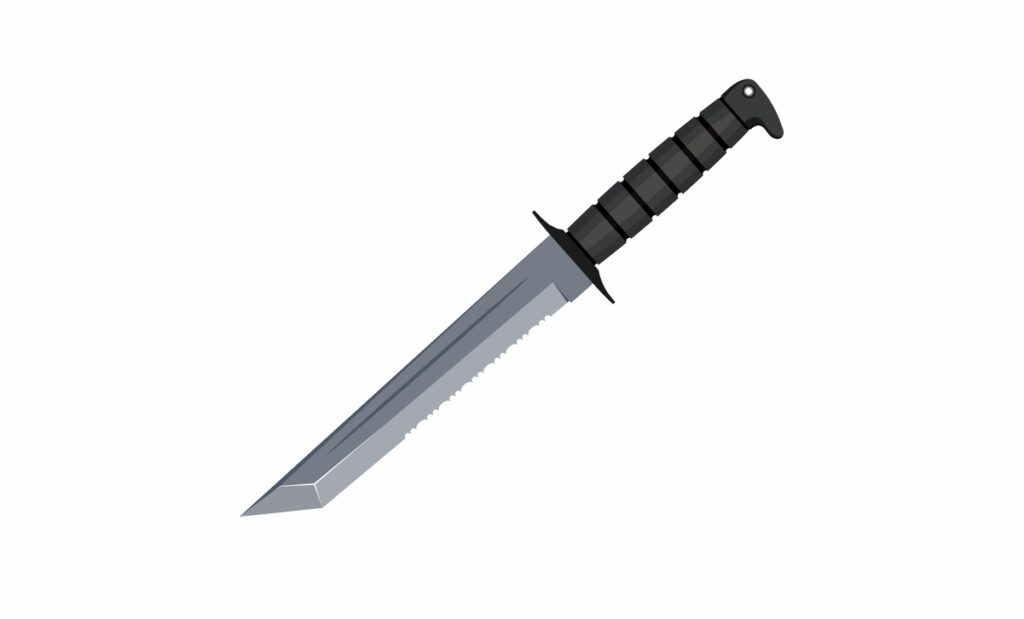 Picture of a fixed blade tanto knife in white background